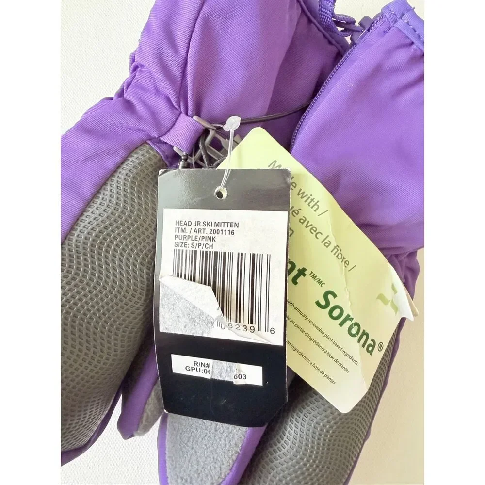 Head Jr. Zippered Side Ski Mittens Purple/Violet/Morado size Small (4-6)